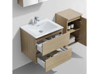 Meuble salle de bain design simple vasque Calmetop largeur 60 cm chêne clair texturé 37223ZYGK