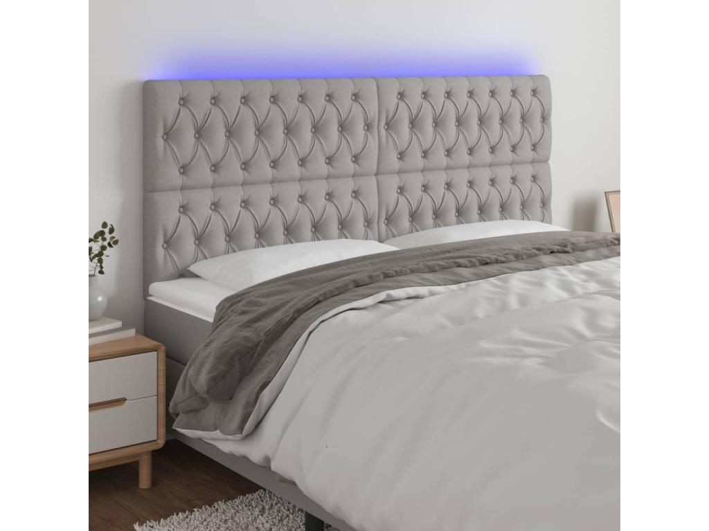 Tête de lit à LED Gris clair 180x7x118/128 cm Tissu 43363VFLF
