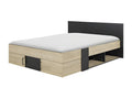 Cadre Tête de lit 140x190 Rangements Chêne/Noir - AMBRE 94499TAFT