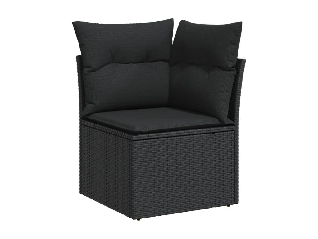 Salon de jardin 8 pièces avec coussins noir résine tressée 87204VUOJ