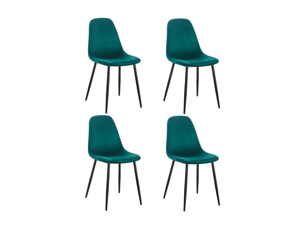 Lot de 4 chaises scandinaves confortables en velours et métal - Vert 46889PYVT