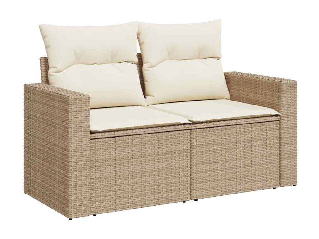 Salon de jardin 11 pièces avec coussins beige résine tressée 67930GVIK