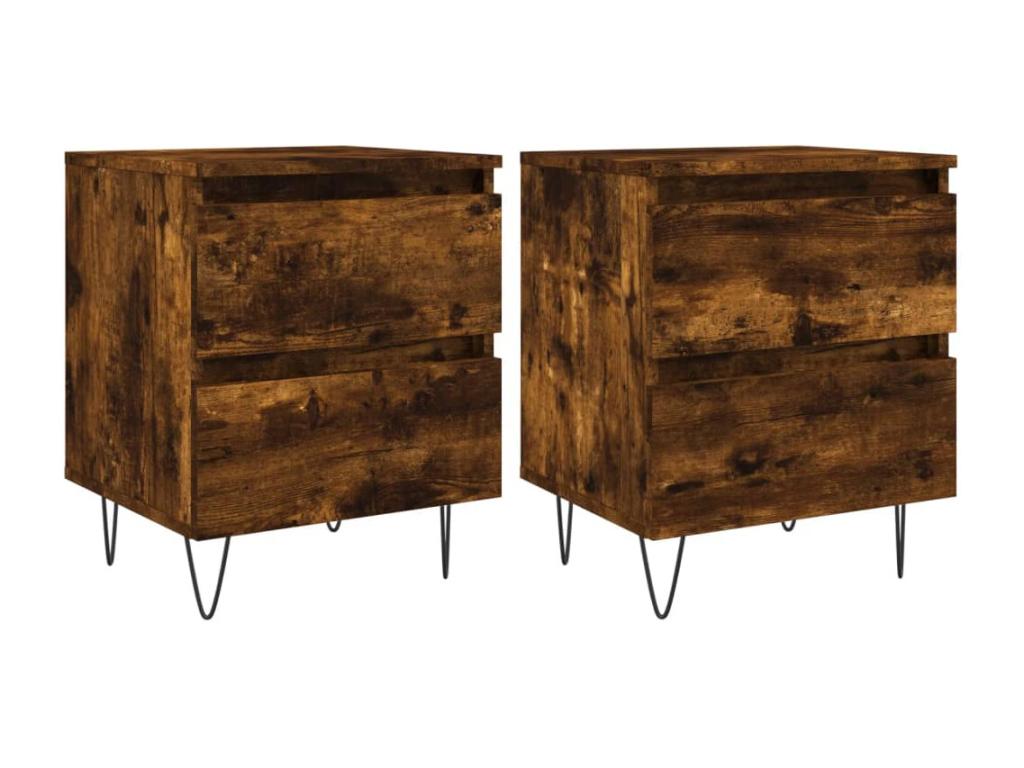 Tables de chevet 2 pcs chêne fumé 40x35x50 bois ingénierie 26211LONF