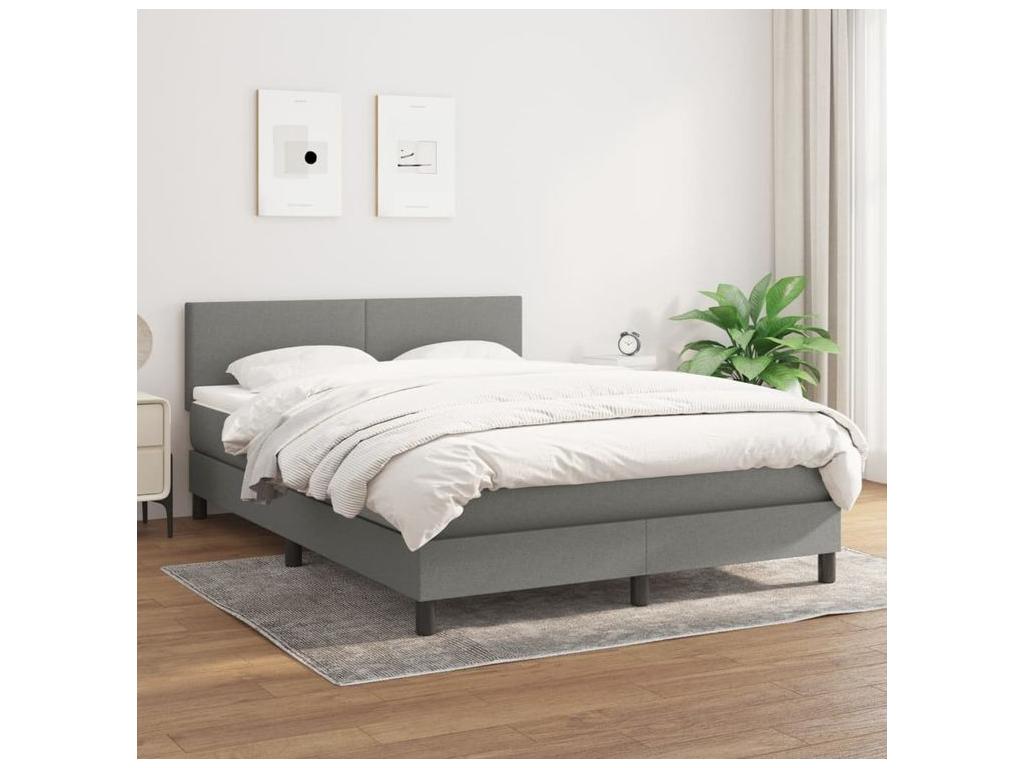 Sommier à Calmetop de lit avec matelas Gris foncé 140x190 Tissu 62326SUIL