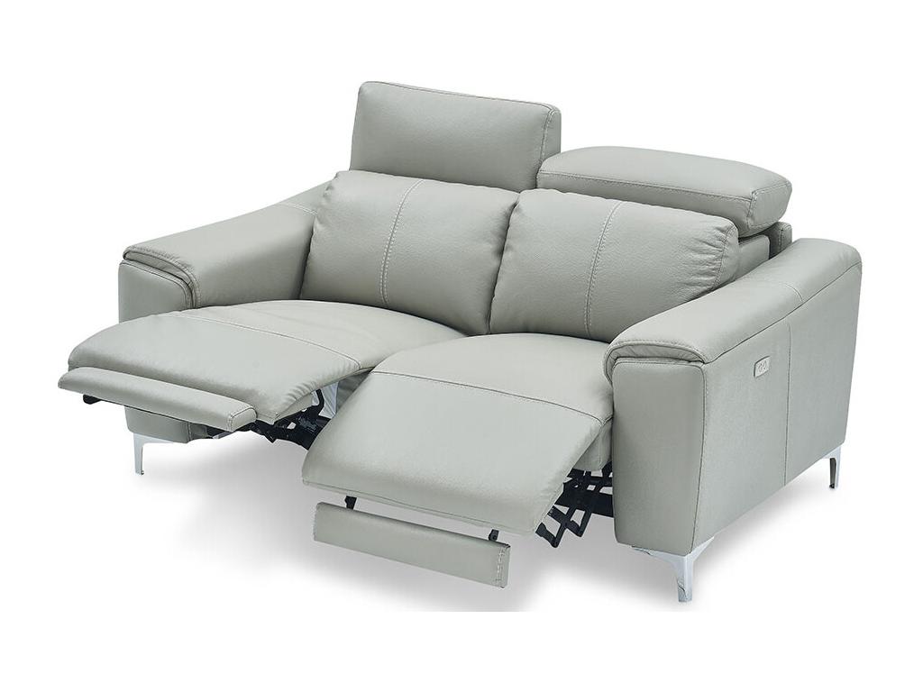 Canapé relaxation électrique 2 places en cuir Nidchicshop - Gris clair Gris Nidchicshop 98013ZGRD