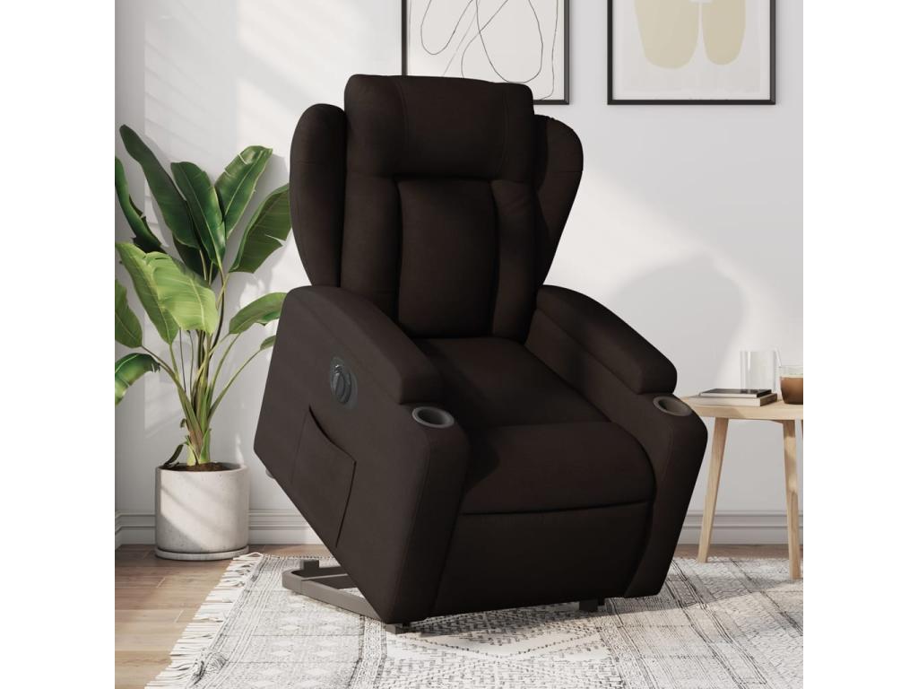 Fauteuil inclinable électrique marron foncé tissu 72033QBES