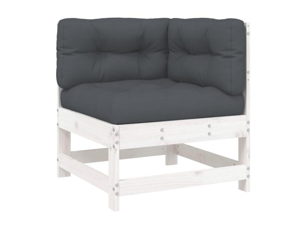 Canapé d'angle avec coussins blanc bois de pin solide 61724ZCWQ