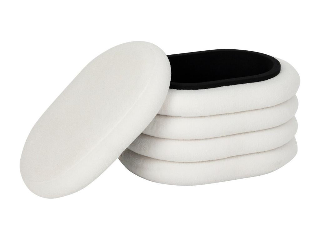 Pouf avec coffre en tissu à bouclesttes Blanc 59x45 cm 47753RFBZ