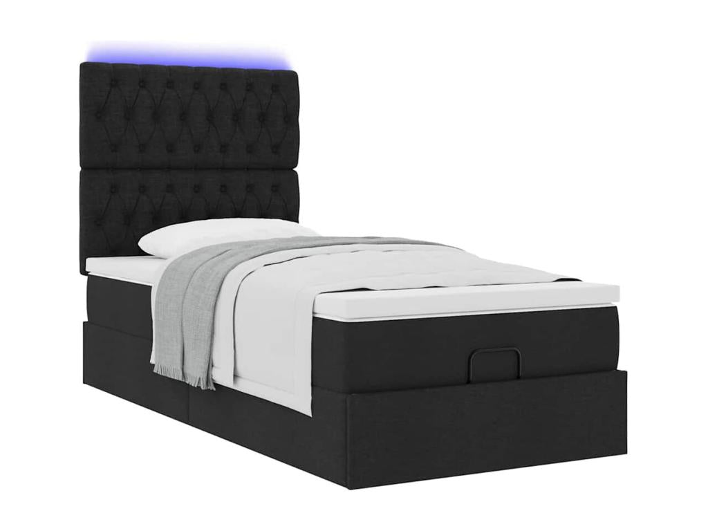 Cadre de lit Nidchicshop avec matelas noir 90x200 cm tissu 44727YMKK