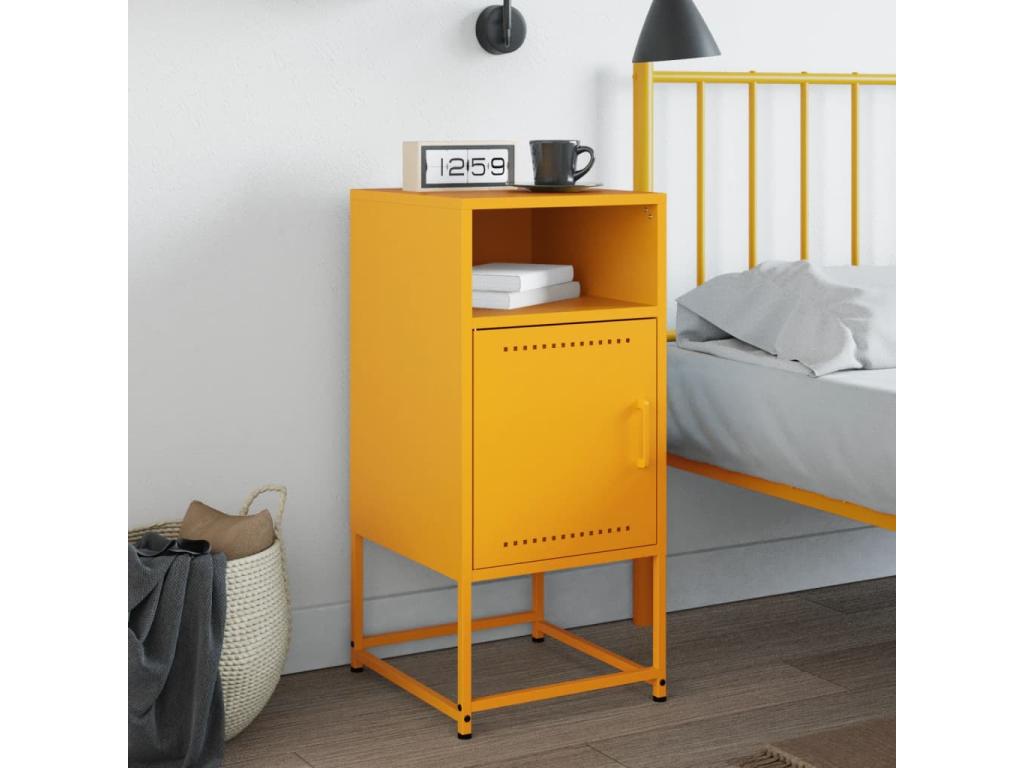 Table de chevet jaune moutarde 36x39x78 cm acier 34388YWJF