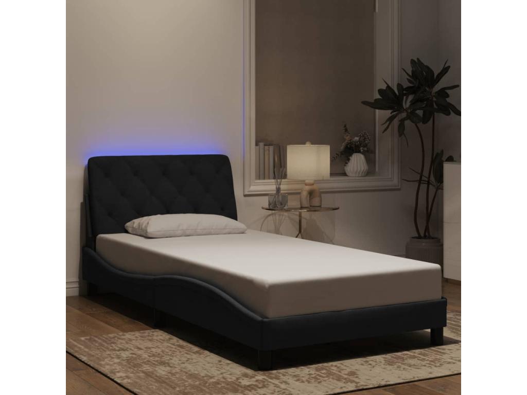 Cadre de lit avec LED sans matelas noir 100x200 cm velours 02816LUBE
