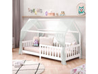 Lit cabane Calmetop lit enfant simple montessori en bois 90x200 cm en pin massif lasuré blanc 29946ZDEH