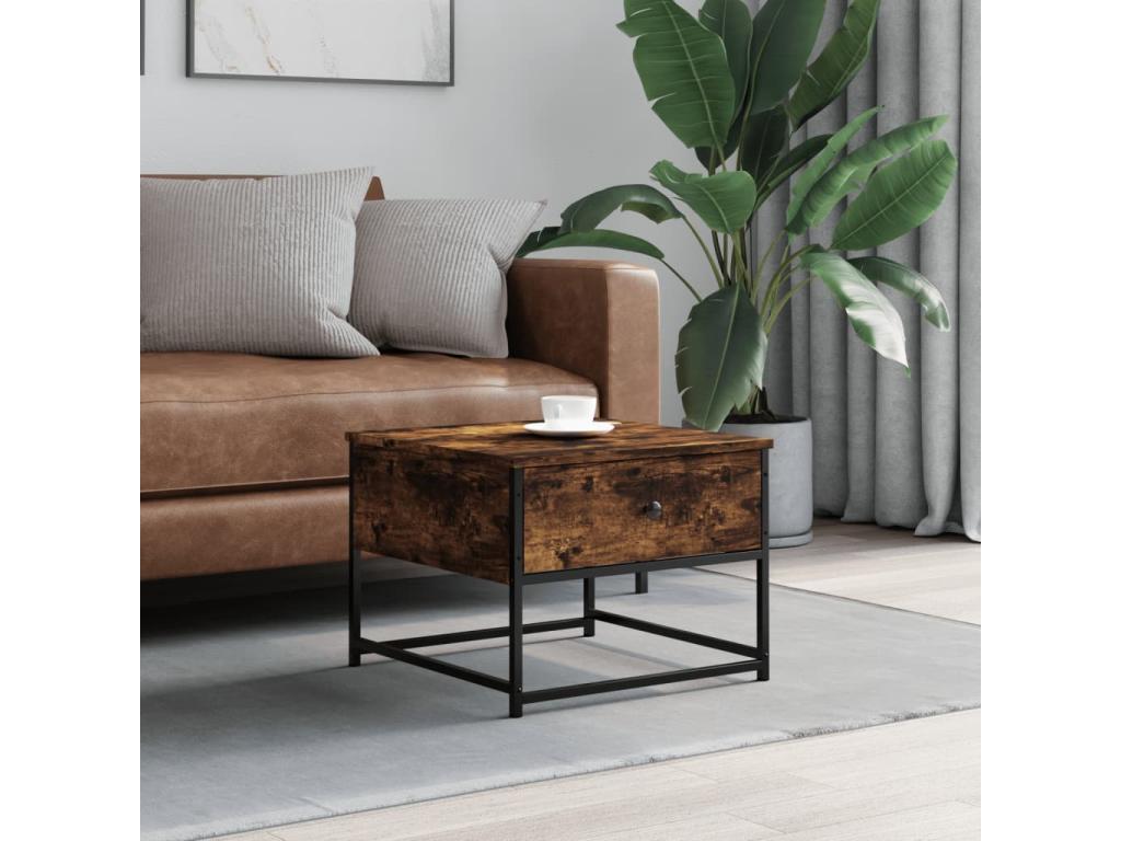 Table basse chêne fumé 51x51x40 cm bois d'ingénierie 63472MXVX