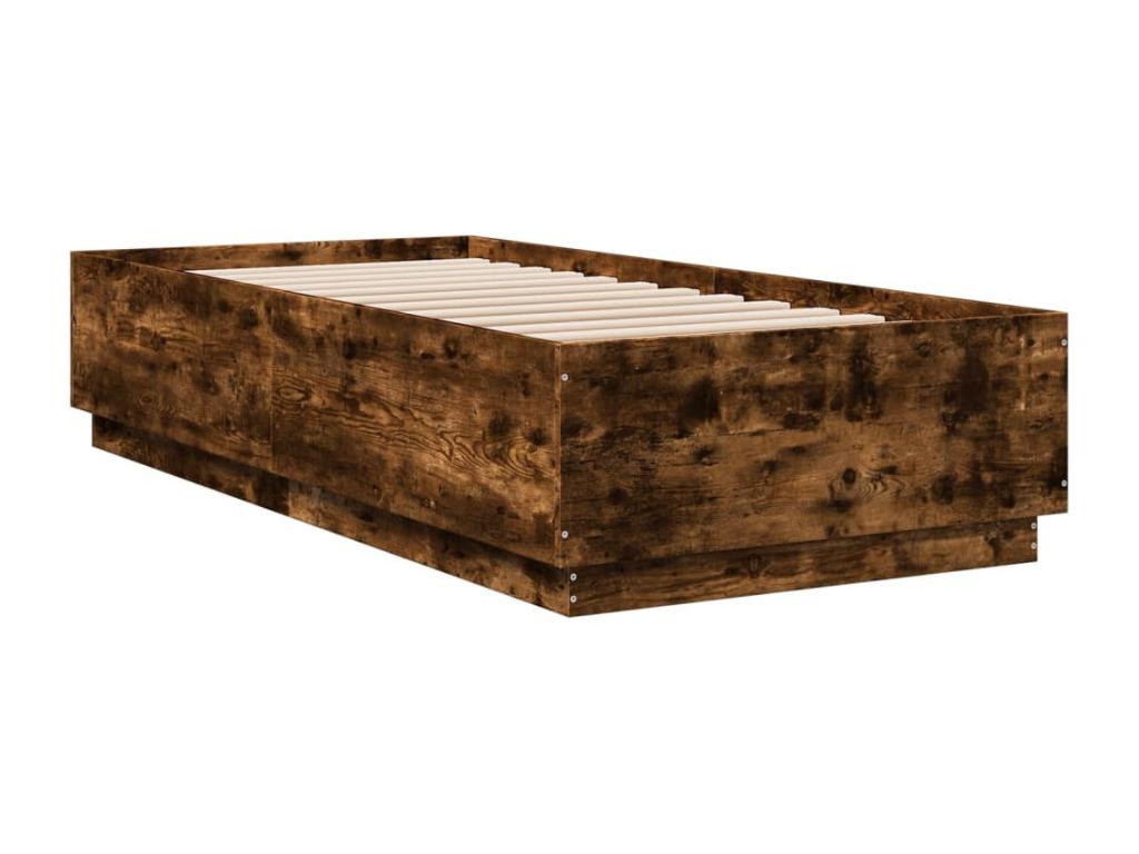 Cadre de lit chêne fumé 100x200 bois d'ingénierie 50416UXEB