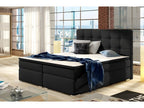 Ensemble boxspring complet tête de lit sommiers matelas surmatelas Calmetop - simili cuir noir - 180x200 cm 50336KERS