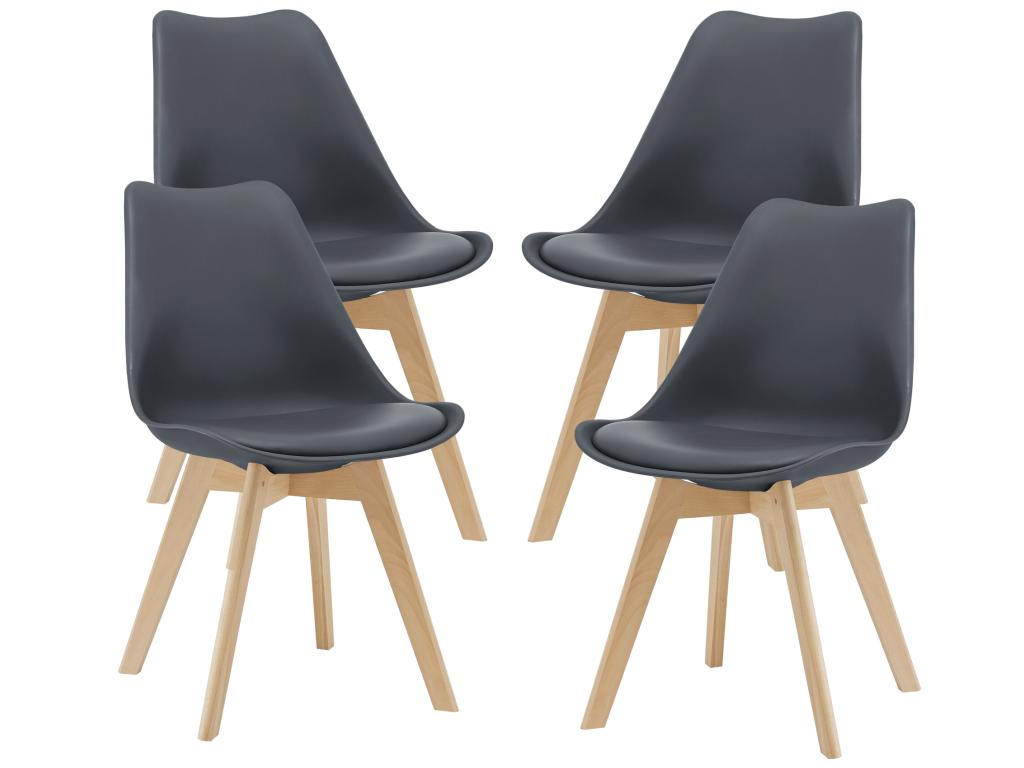 Lot de 4 Chaises de Salle à Manger Nidchicshop Simili Hêtre Gris Nidchicshop 96197LXLX