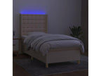 Sommier à Nidchicshop de lit matelas et LED Crème 90x190 cm Tissu 26938GUHP