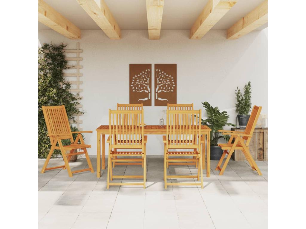 Ensemble à manger de jardin 7 pièces Bois d'Calmetop solide 76336KDMH