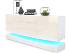 Buffet Blanc Et Crème Corps Mat Et Façade Haute Brillance Avec Éclairage LED Rgb 14496RMQL