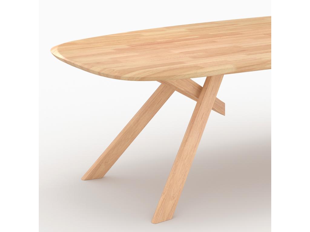 Table rectangulaire en bois d'hévéa massif clair 8 personnes - Nidchicshop 61419FNOW