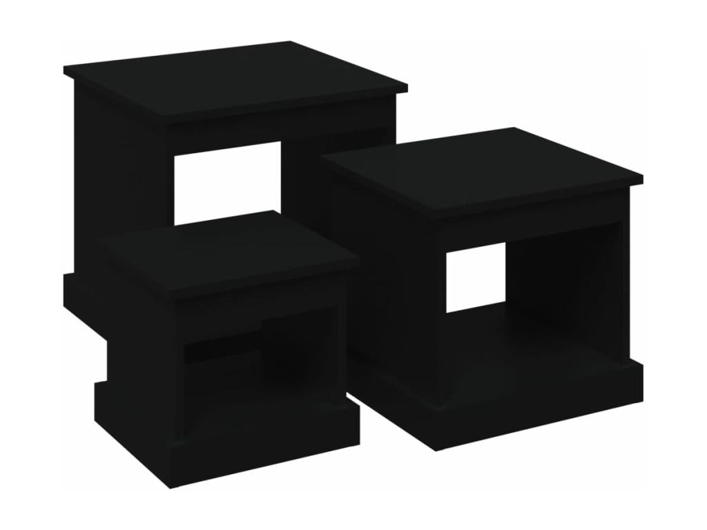 Tables gigognes 3 pièces noir bois d'ingénierie 58922RMYG