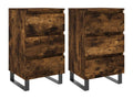 Tables de chevet 2 pièces chêne fumé 40x35x69 cm bois ingénierie 97057BWID