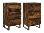 Tables de chevet 2 pièces chêne fumé 40x35x69 cm bois ingénierie 97057BWID