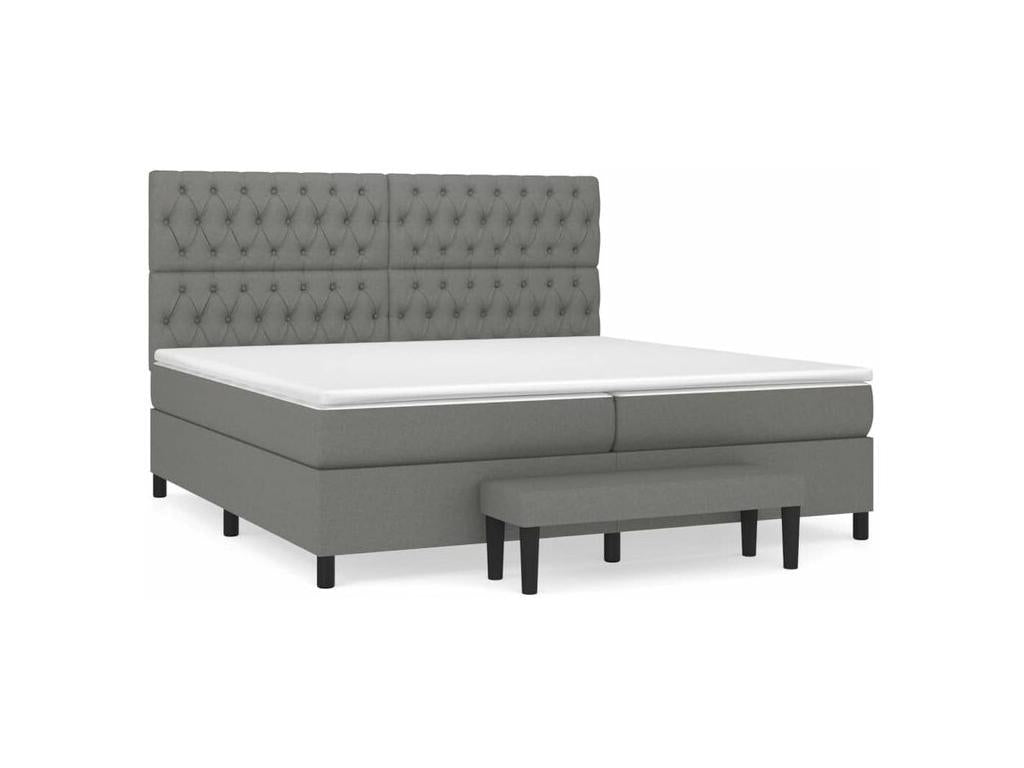 Sommier à Nidchicshop de lit avec matelas Gris foncé 200x200 Tissu 52607EEMQ