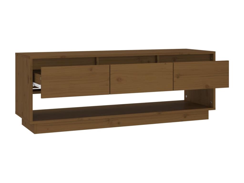Meuble TV Marron miel 110,5x34x40 cm Bois de pin massif 29849KOHB