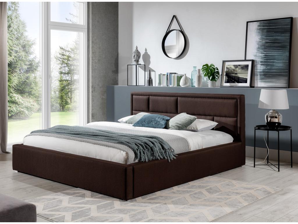 Lit avec coffre tissu marron tête de lit capitonnée Nidchicshop - 4 tailles-200x200 10323EDYQ