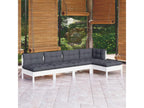 Salon de jardin 5 pièces avec coussins Blanc Bois de pin 40649AXMJ