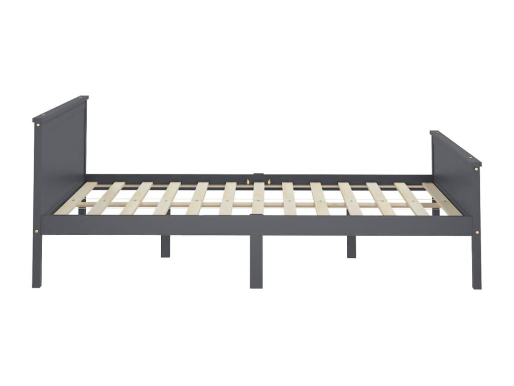 Cadre de lit Gris Bois de pin massif 160x200 cm 14146QBTL