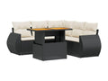 Salon de jardin 6 pcs avec coussins noir résine tressée 50296XBPE