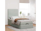 Cadre de lit ottoman et matelas gris clair 90x190 cm velours 75166AQGE