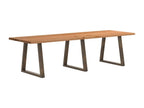 Table à manger marron clair bois de chêne massif rectangulaire 67919VWVJ