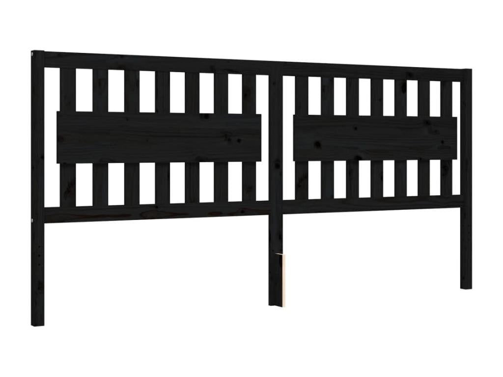 Cadre de lit avec tête de lit noir 200x200 bois massif 20458HMQL