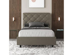 Lit 1 place et demi avec sommier rembourrée 120x210 similicuir cappuccino Nidchicshop 70031YDDI