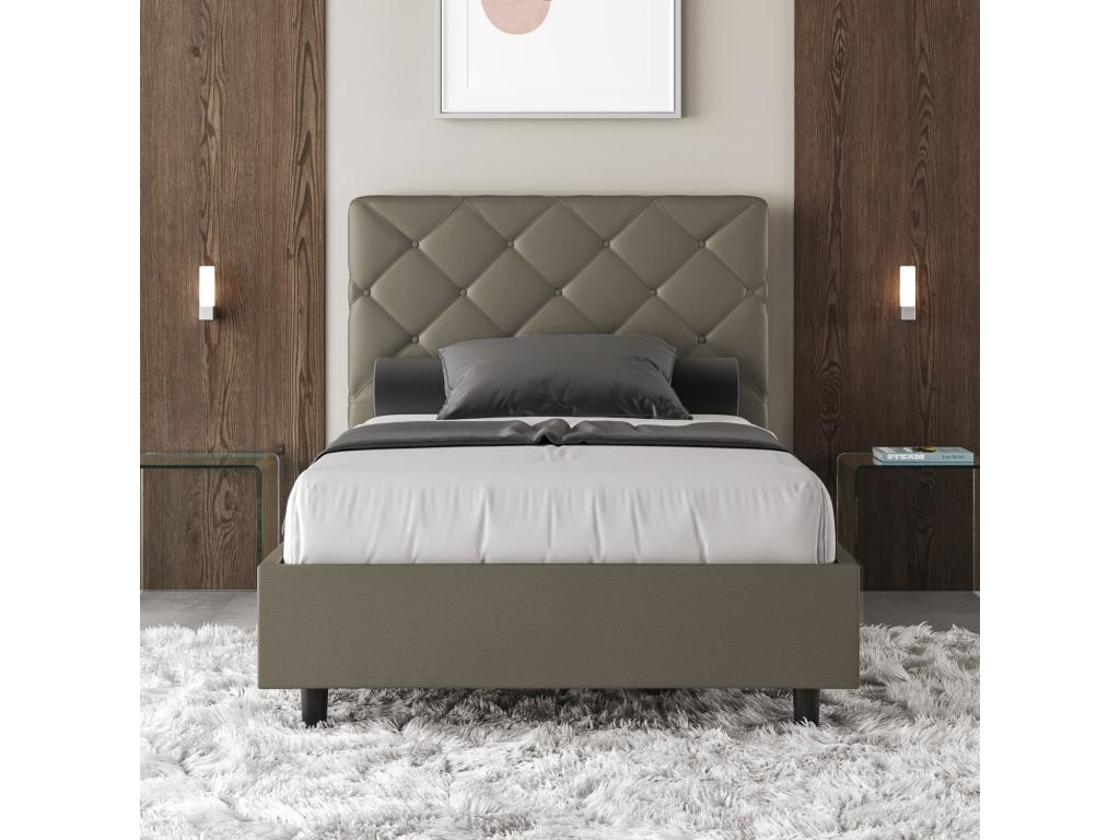 Lit 1 place et demi avec sommier rembourrée 120x210 similicuir cappuccino Nidchicshop 70031YDDI