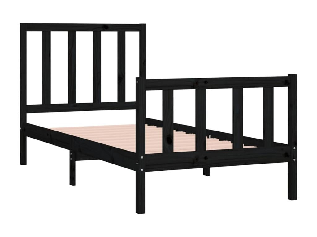 Cadre de lit Noir Bois massif 90x190 cm Simple 35442UHVK