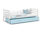 Lit Enfant Calmetop 90x190 Blanc - bleu Livré avec sommiers tiroir et matelas en mousse de 7cm 00834VNFQ