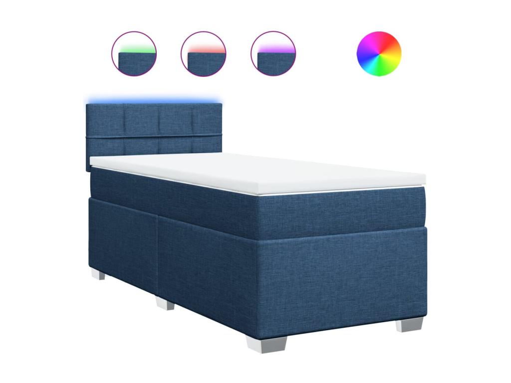 Sommier à Nidchicshop de lit avec matelas Bleu 100x200 cm Tissu 84392AGVZ