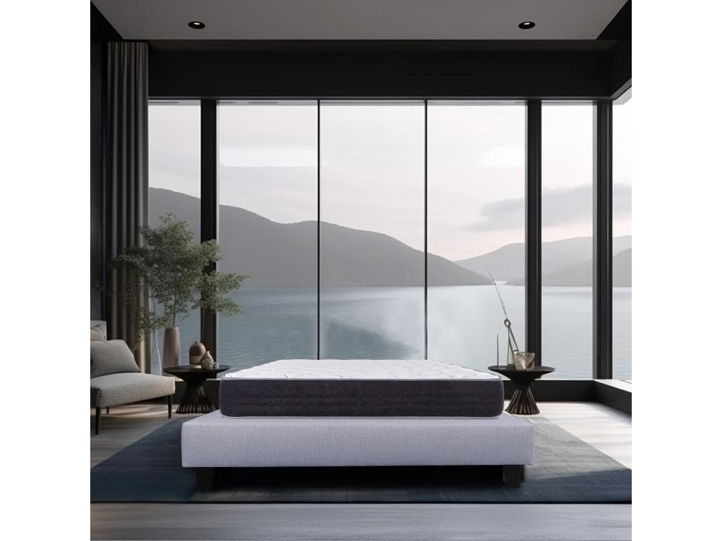 Ensemble Matelas 140x190 cm Sérénité 27 cm sommier gris 11210HLTC