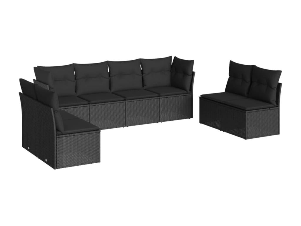 Salon de jardin 8 pcs avec coussins noir résine tressée 17520DTUF