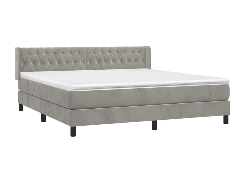 Sommier à Calmetop de lit et matelas Gris clair 160x200cm Velours 93727WKDV