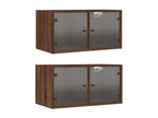 Armoires murales portes vitrées 2 pcs chêne marron 68.5x37x35 73288VGHA