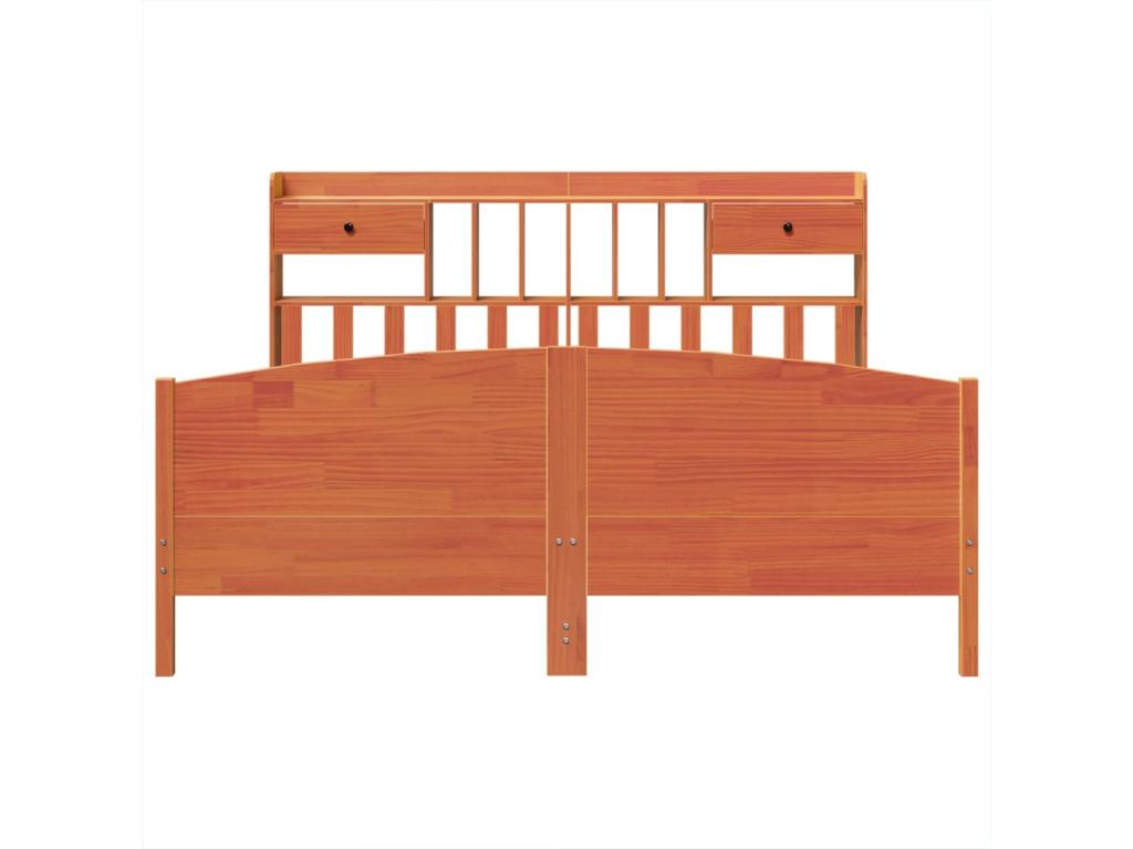Lit bibliothèque sans matelas cire marron 180x200 cm pin massif 47102BLHD