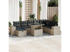 Salon de jardin 9 pcs avec coussins gris clair résine tressée 91549NSSM