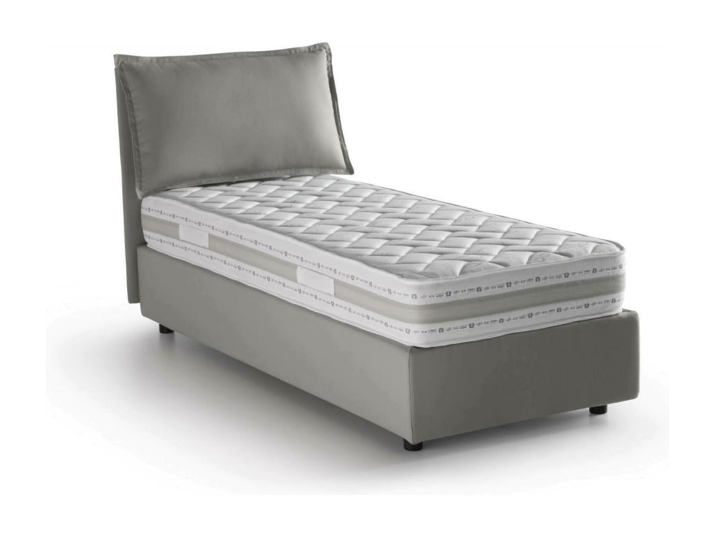 Lit simple Nidchicshop Lit coffre avec revêtement en tissu Made in Italy Ouverture latérale avec matelas 80x190 cm inclus Gris 13757FBON