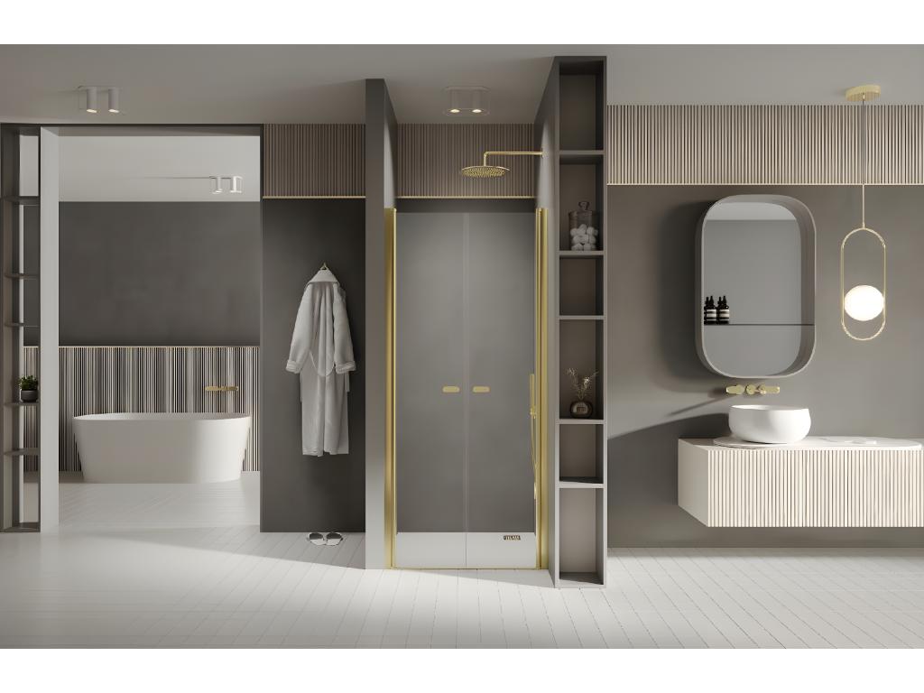 Porte de douche battante 130 cm doré Calmetop 63095PBBR
