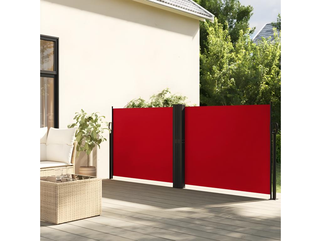 Auvent latéral rétractable rouge 140x600 cm 35356ACSF